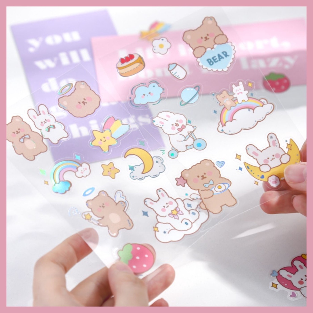 TÚI STICKER NHÃN DÁN GẤU THỎ SIÊU XINH