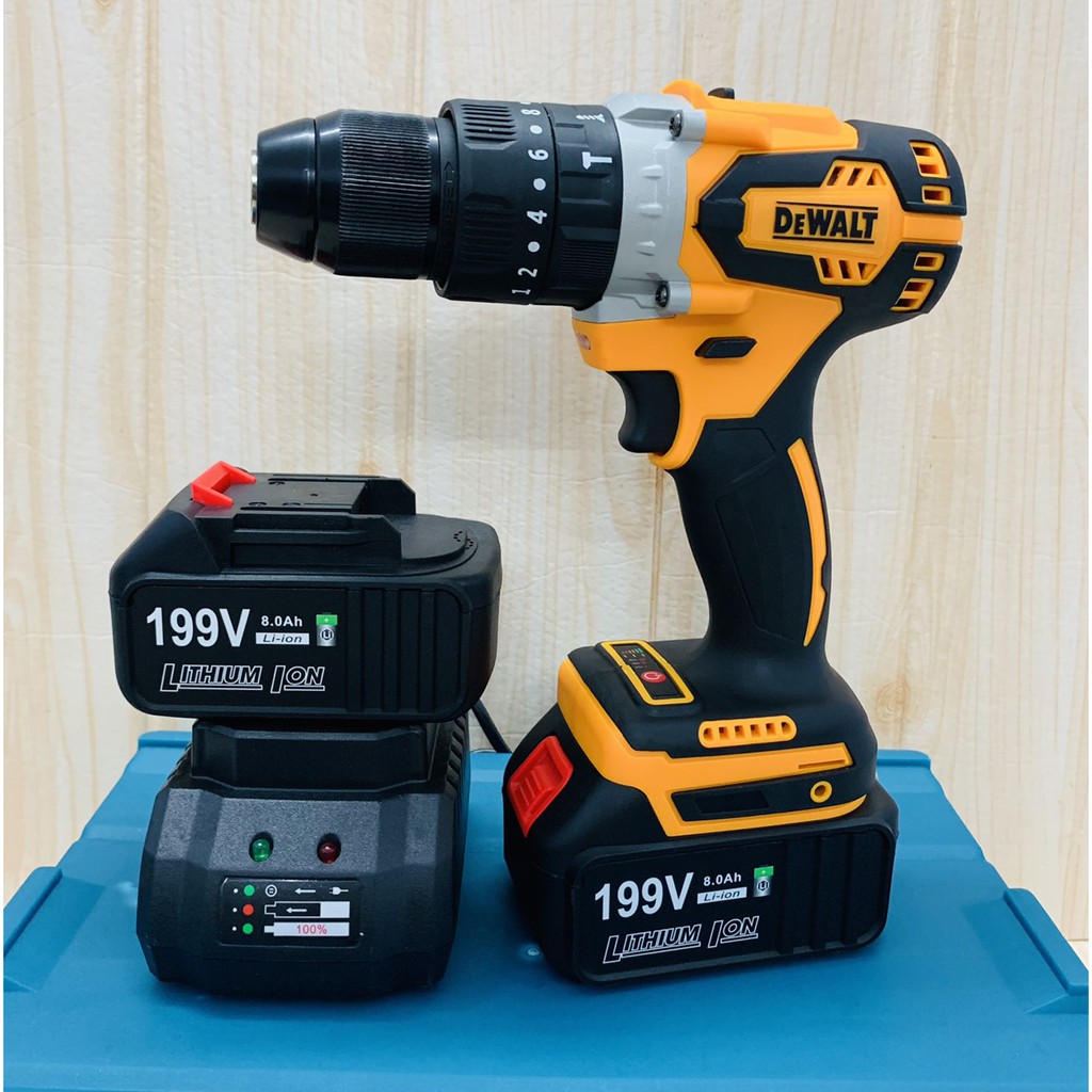 Máy khoan pin 199V Dewalt 3 chức năng có búa - Động cơ không chổi than siêu mạnh mẽ