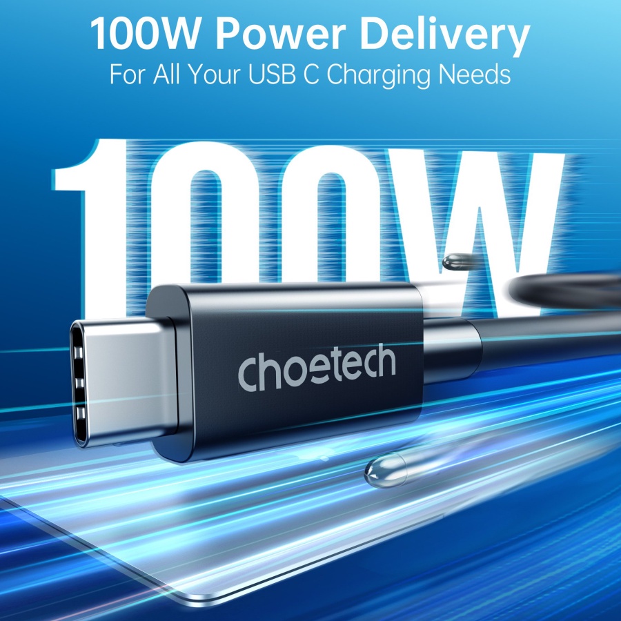 Dây Cáp Thunderbolt 4 Chuẩn Intel CHOETECH A3010-BK Dài 0.8M, 40Gbps, Sạc PD 100W, 8K 60Hz, 5K 60Hz, 4K 60Hz Kép