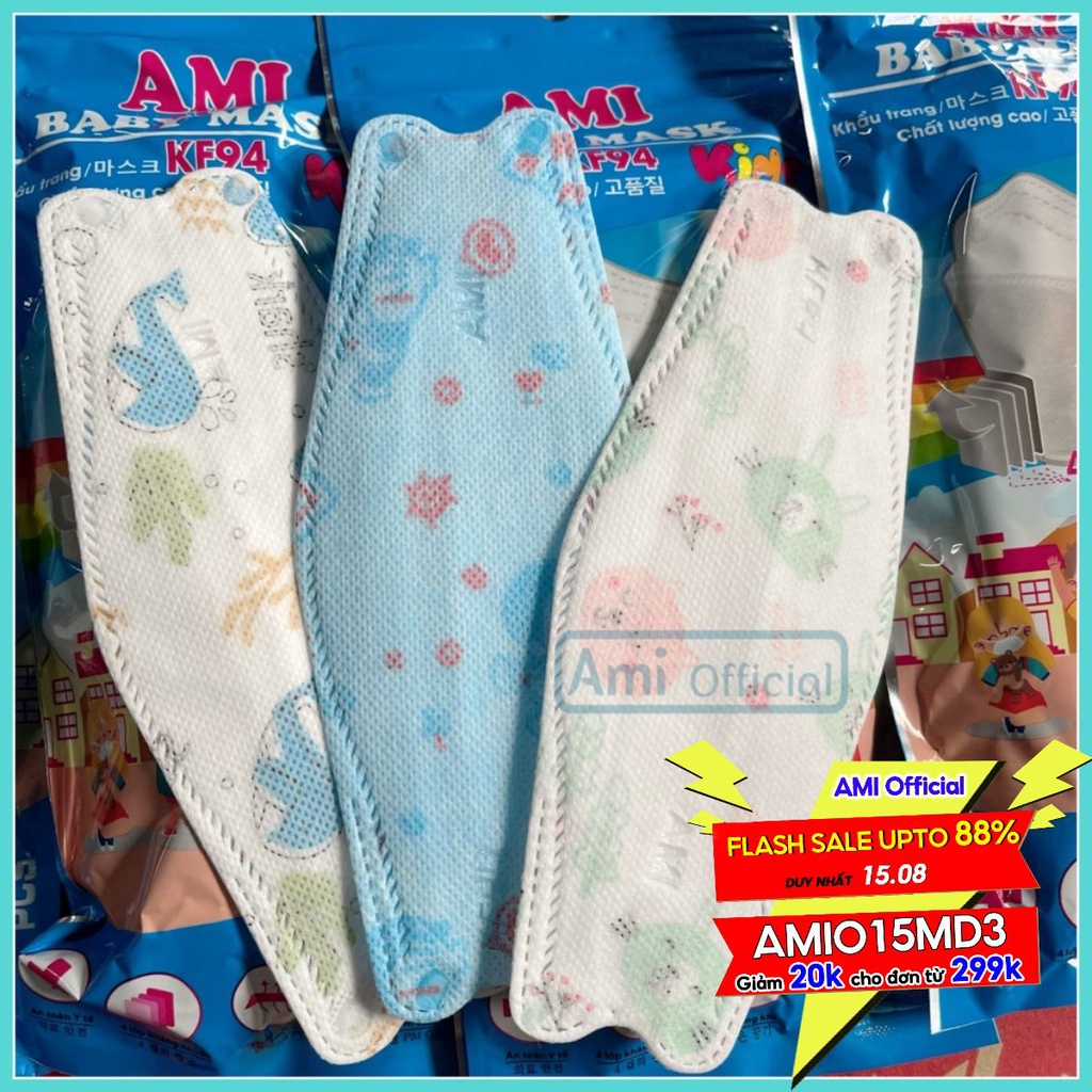 Khẩu Trang Cho Bé KF94- gói 10 chiếc - (Bao Bì Chữ Tiếng Việt), Kháng Khuẩn, Chống Bụi Mịn
