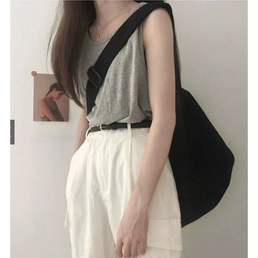 [Mã FAMAYWA2 giảm 10K đơn 50K] Túi Đeo Chéo CANVAS Basic Unisex (Đen/Be) | BigBuy360 - bigbuy360.vn