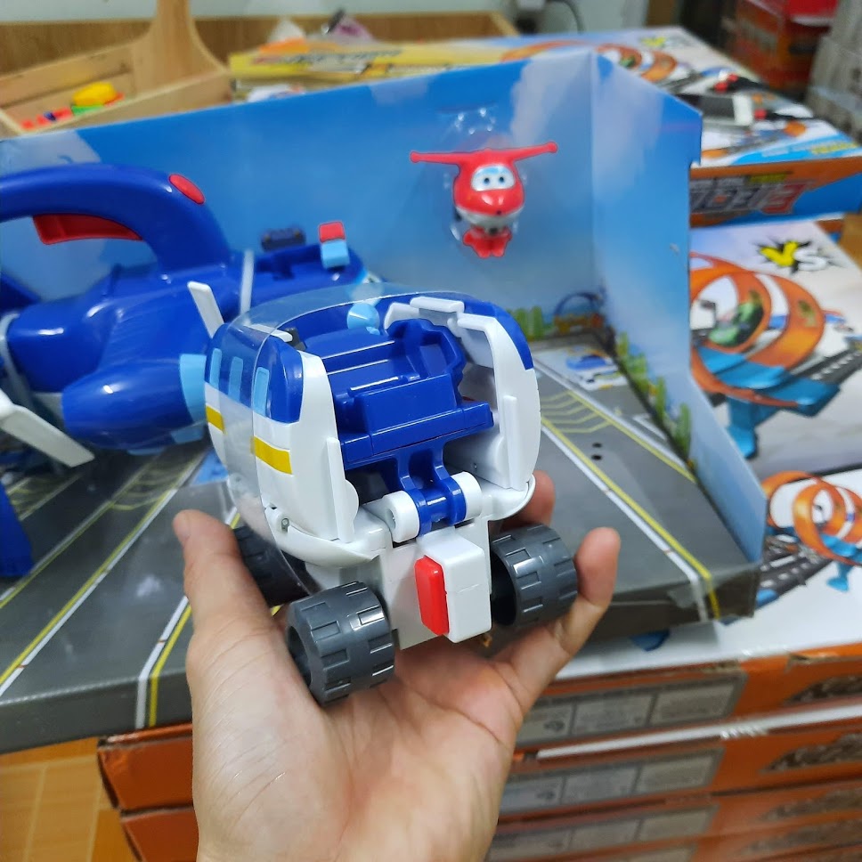 Mô hình super wings biệt đội siêu xe cảnh sát 2 trong 1 đội bay siêu đẳng đồ chơi trẻ em hãng Auldey