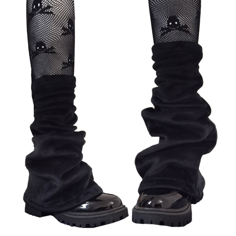 Đôi vớ ống loe dài qua gối màu đen phong cách gothic thời trang cho nữ