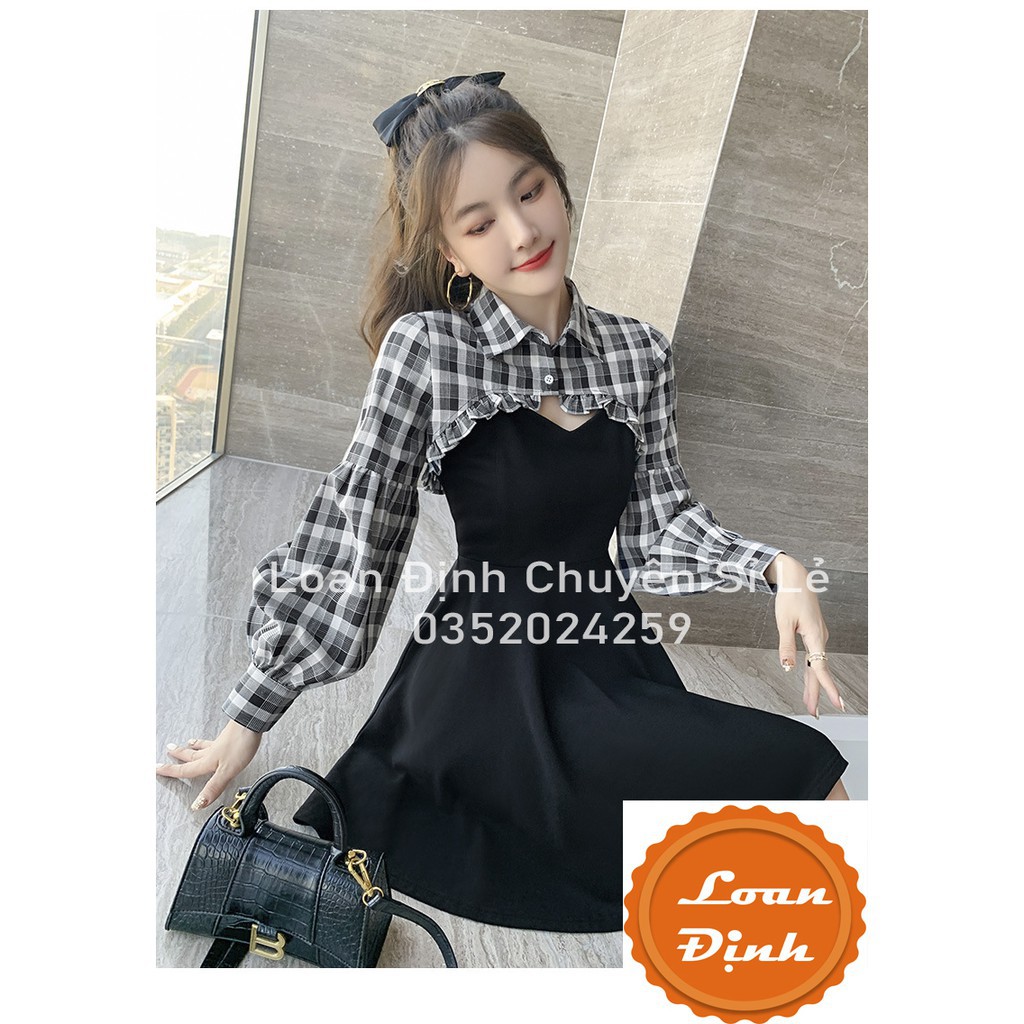 [Mã FAMARAL1 giảm 10K đơn 50K] Set váy áo croptop tay dài áo sơ mi nữ mix váy 2 dây - Thời Trang Nữ | BigBuy360 - bigbuy360.vn