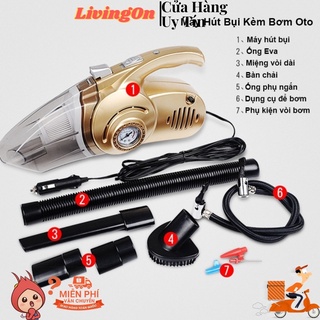 Máy Hút Bụi Kèm Bơm Lốp Ô Tô 4in1 Linh Hoạt Làm Sạch Nhiều Ngóc Ngách