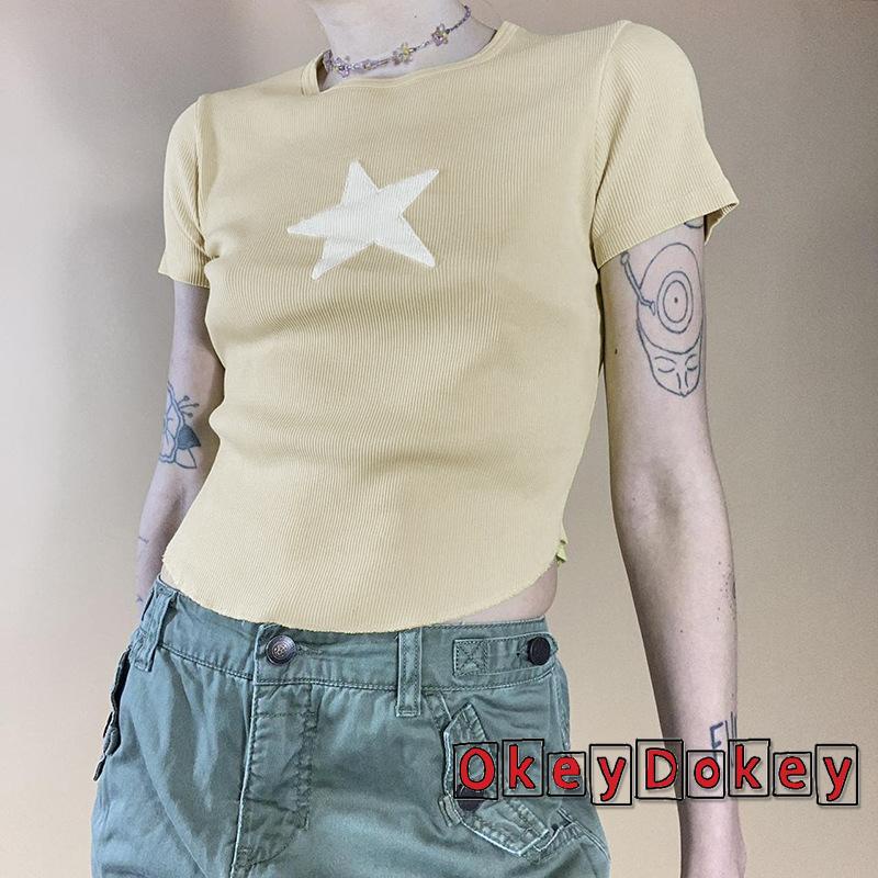Áo Thun Họa Tiết Ngôi Sao Năm Cánh Phong Cách Harajuku 2000s OKDK-y2k