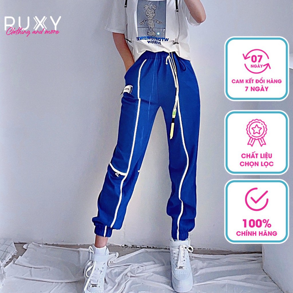Quần Jogger Nữ Ruxy ADER Bo Gấu Cạp Chun Phản Quang Trắng Đen Xanh