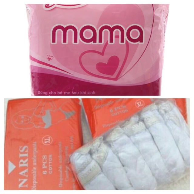 Combo 2 bịch quần cotton Naris và 1 bịch BVS MAMA