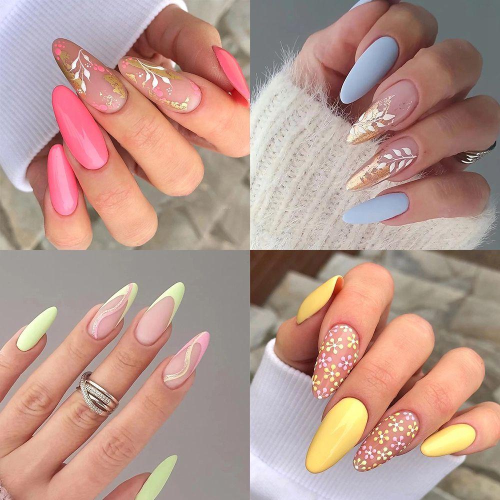 XIANTIN Hộp 24 Móng Tay Giả Trang Trí Hoa Đính Đá Xinh Xắn