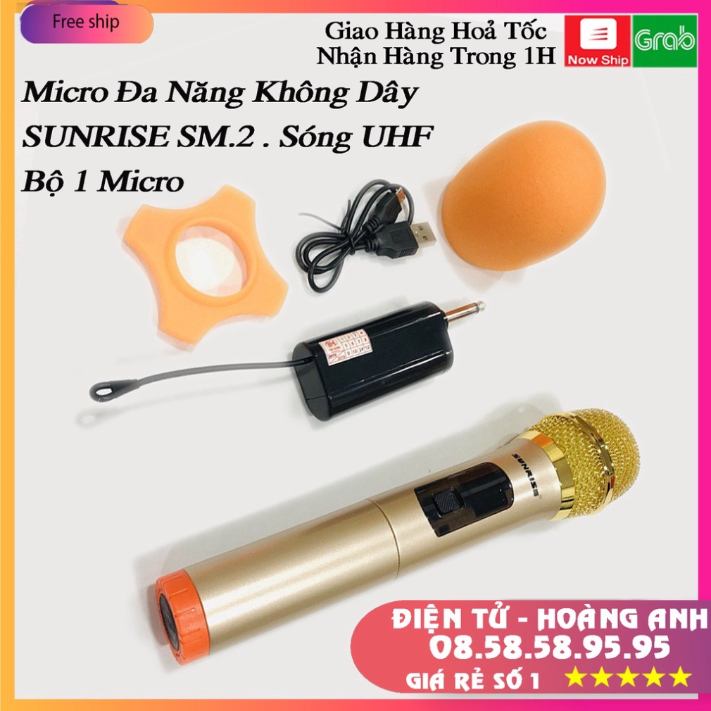 [Mã ELHACE giảm 4% đơn 300K] Micro không dây đa năng SUNRISE SM.2 cao cấp - mic hát cực nhẹ.