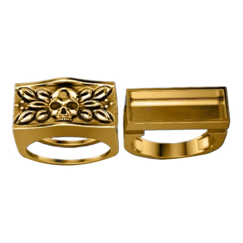 Set 2 Nhẫn Hình Đầu Lâu Phong Cách Gothic Cổ Điển Cho Bạn Bè
