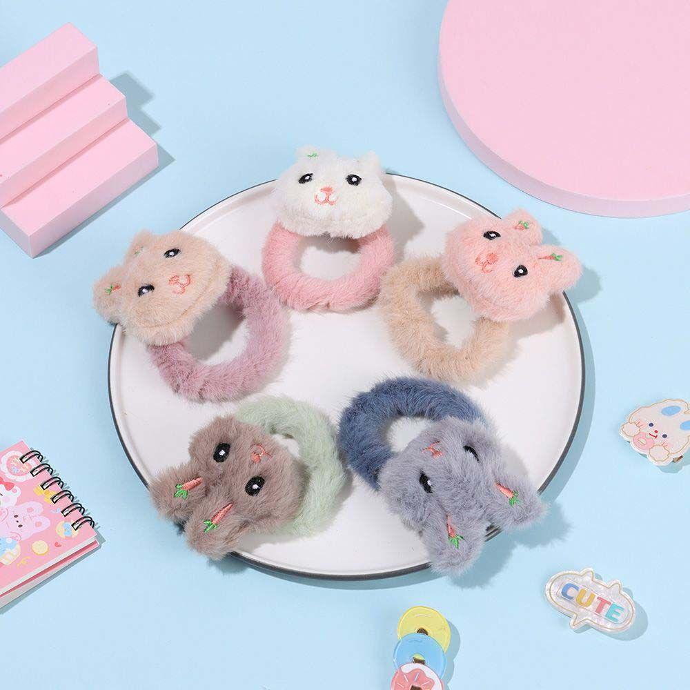 TWINKLE Dây Cột Tóc Co Giãn Hình Thỏ Bông Mềm Mại Cho Nữ