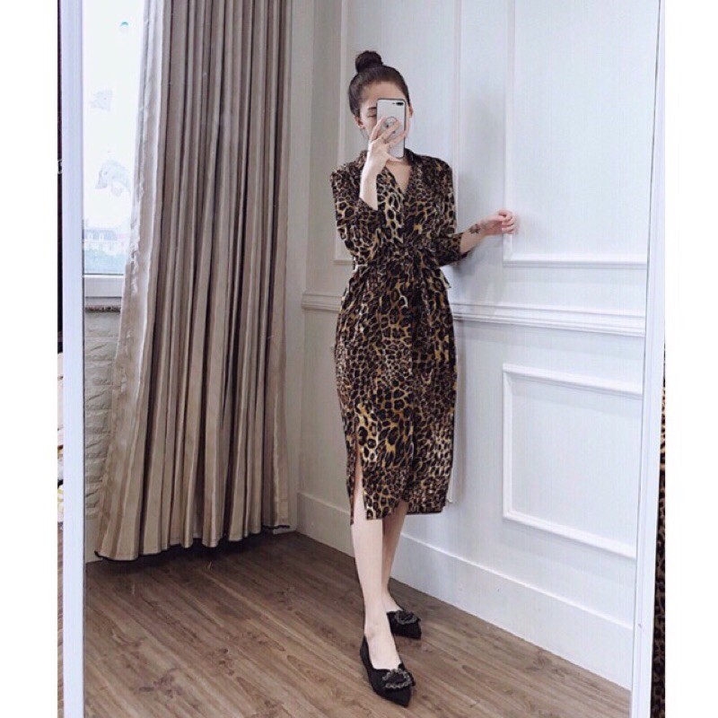 váy sơ mi bầu kèm đai kết hợp sau sinh