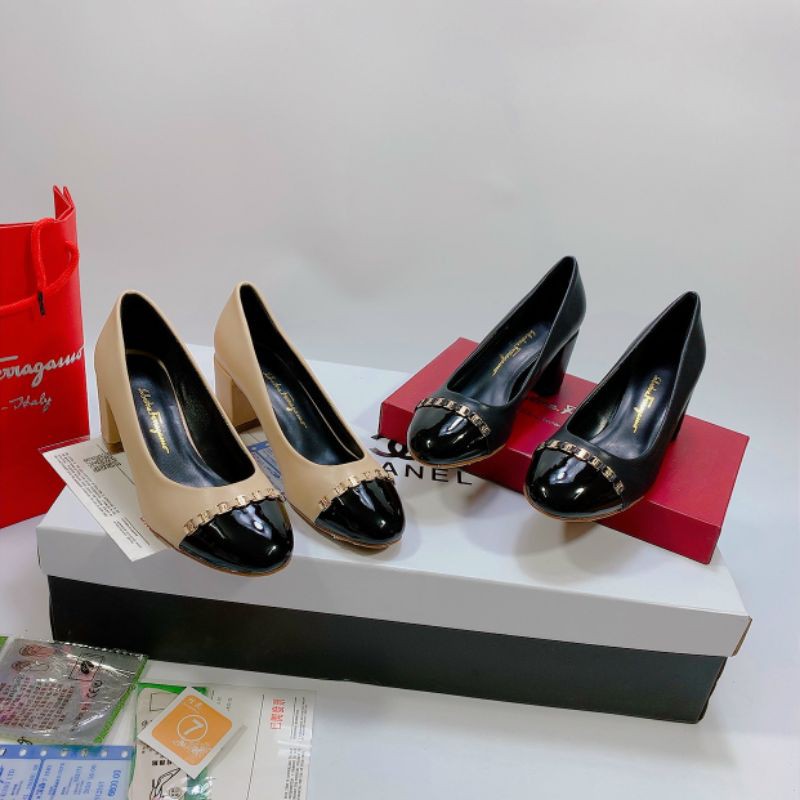 .Giày cao gót SALVATORE gót vuông 5 cm FULLBOX + TÚI + BILL + LÓT