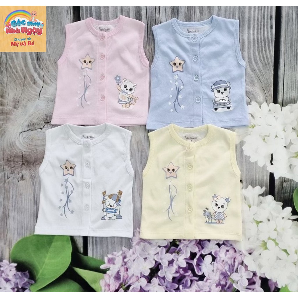 Áo gile 100% cotton 2 lớp cho bé trai, bé gái từ sơ sinh đến 1 tuổi