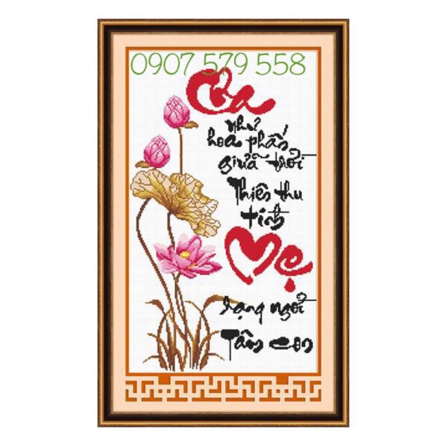 Tranh thêu chữ thập Cha Mẹ kt 45x70 cm