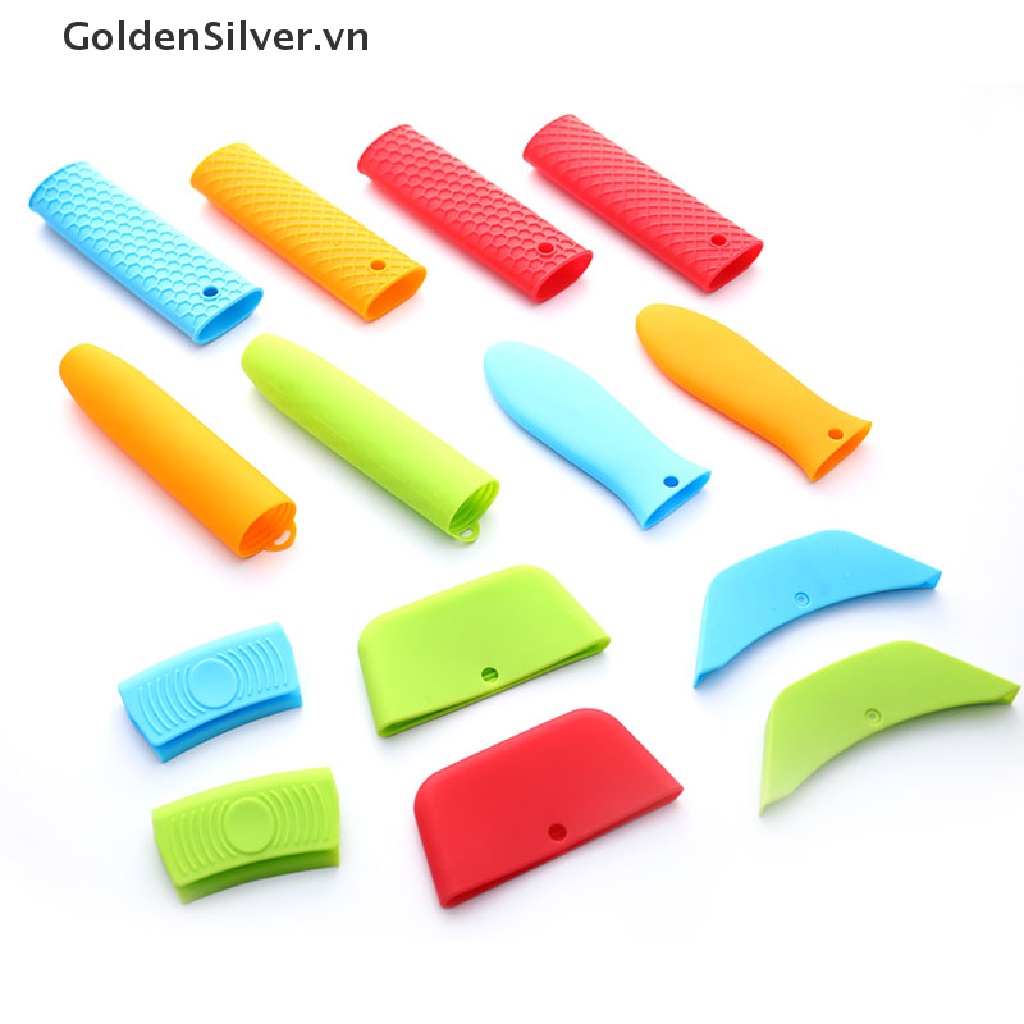 1 Vỏ Bọc Tay Cầm Chảo Bằng Silicon Màu Vàng Kim