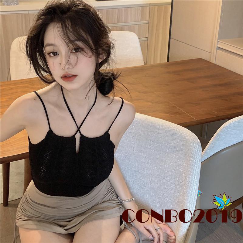 Áo Croptop Dệt Kim Cổ Chữ U Màu Trơn Thời Trang Cho Nữ