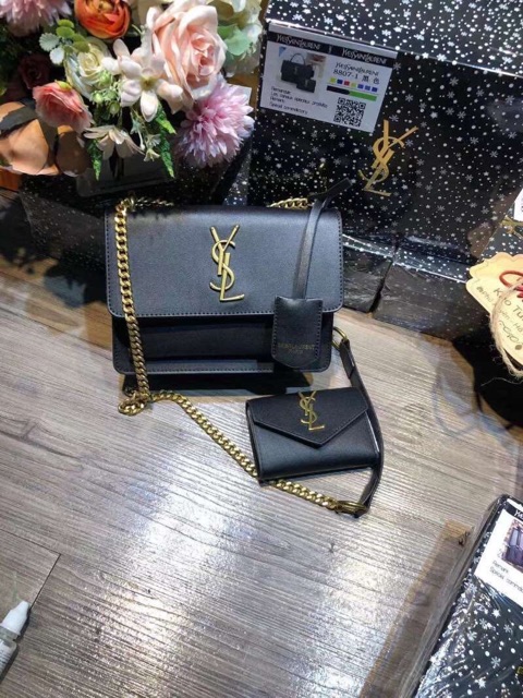 Túi đeo chéo logo cùng màu kèm ví size 22 fullbox