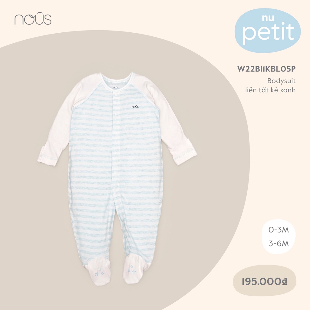 Bộ bodysuit liền tất kẻ petit nous