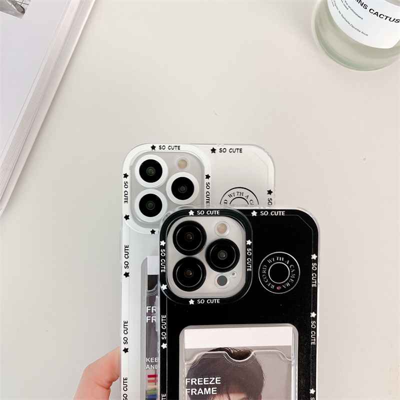 Ốp Điện Thoại Tpu Mềm Trong Suốt Chống Sốc Có Ngăn Đựng Thẻ Cho iPhone 14 13 12 11 Pro XS Max 7 8 Plus