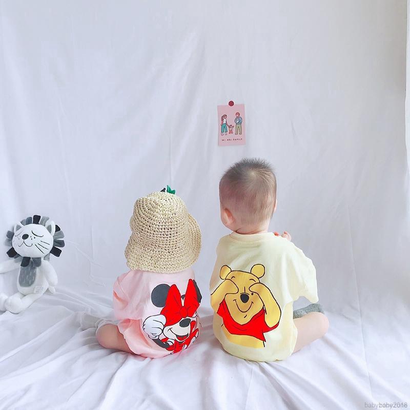 Bộ áo liền quần ngắn tay in chữ cho bé trai và bé gái sơ sinh