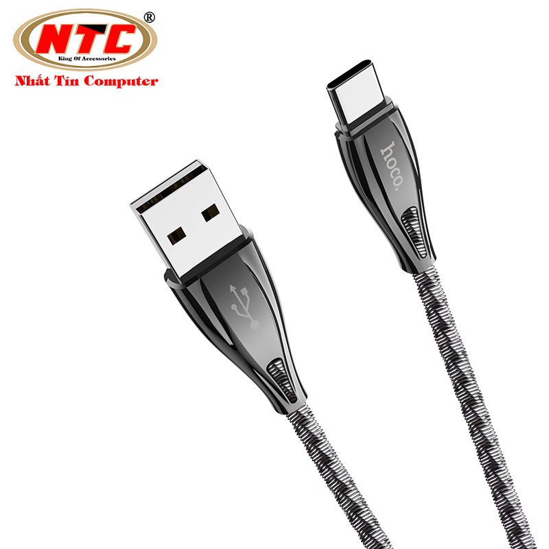 Cáp và truyền dữ liệu Hoco U56 Metal armor cổng Type-C, QC3.0, điện áp 2.4A max, dài 1.2M