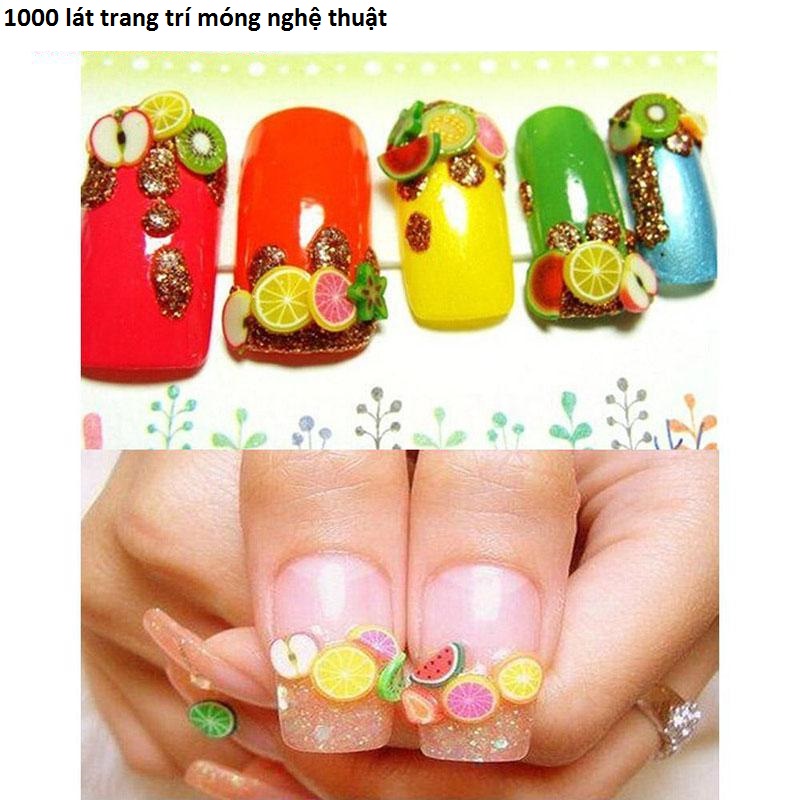 Set 1000 Miếng Trang Trí Móng - Nhãn Dán Thiết Kế 3D Hình Trái Cây, Bông Hoa, Mặt cười.....