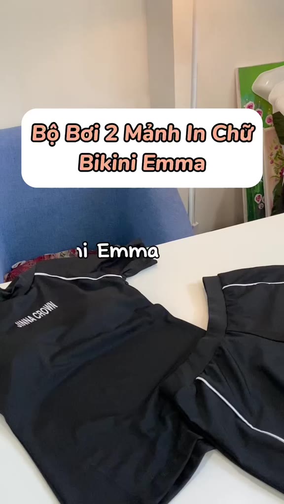 [Size M, L, XL, XXL] Đồ Bơi 2 Mảnh EMMA Năng Động In Chữ, Quần Bo Đai 2 Lớp Kín Đáo (Có mút đệm) | BigBuy360 - bigbuy360.vn