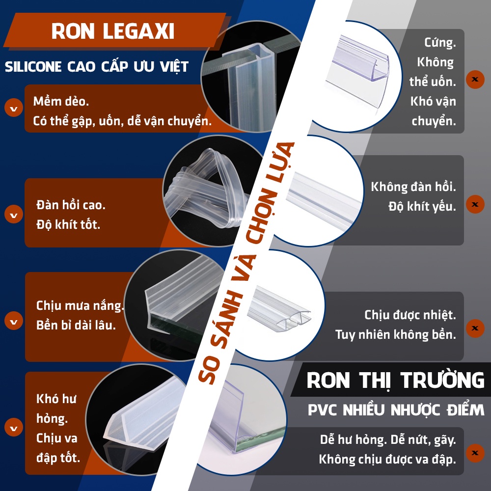 Ron Chuyên Dụng Dán Khung Cửa Kính 6 8 10 12mm Tặng Keo Dán Kính