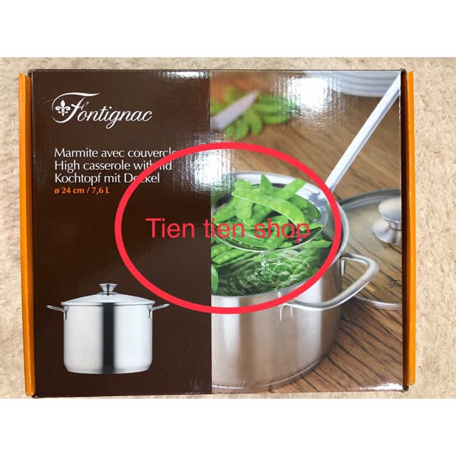Nồi nắp kiếng inox 24 cm FONTIGNAC ( đổi tem coopmart)