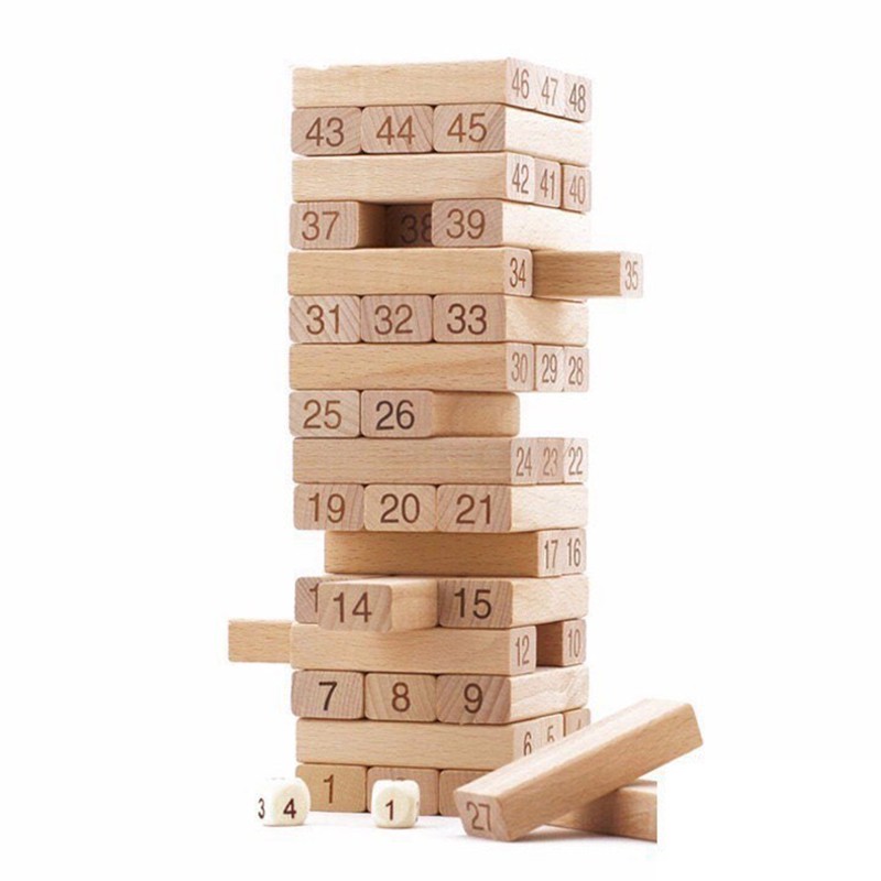 Bộ đồ chơi rút gỗ xếp hình 48 thanh loại lớn kèm xúc xắc Wood Toys