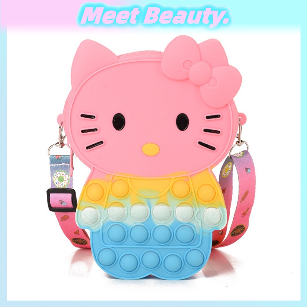 Túi Đeo Chéo Bằng Silicon Hình Hello Kitty Dễ Thương Cho Nữ