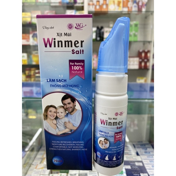 Xịt mũi Winmer salt Chai 70ml [Chính hãng] - Làm sạch mũi sử dụng cho trẻ từ 3 tháng tuổi và người lớn