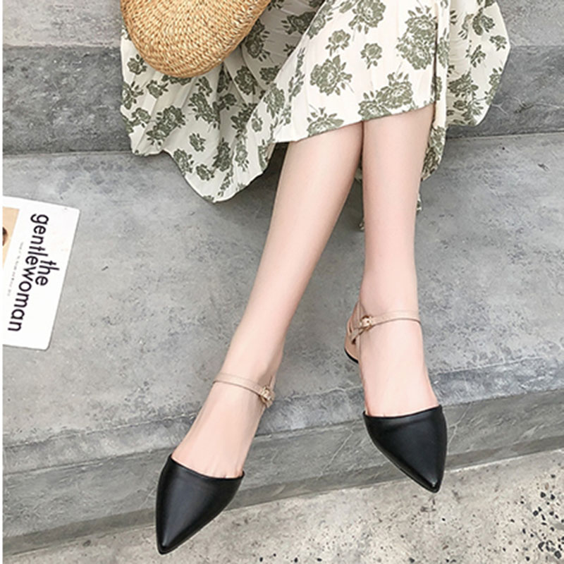 Xăng đan Cao Gót 3.5cm Mũi Nhọn Đế Dày Mềm Mại Không Cần Khoan Lỗ Phong Cách La Mã Cho Nữ