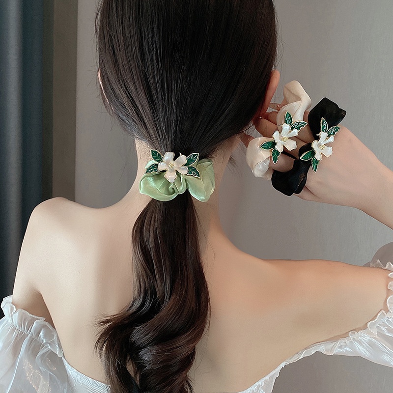 Dây Cột Tóc Đính Hoa Thiết Kế Xinh Xắn Thời Trang Cho Nữ