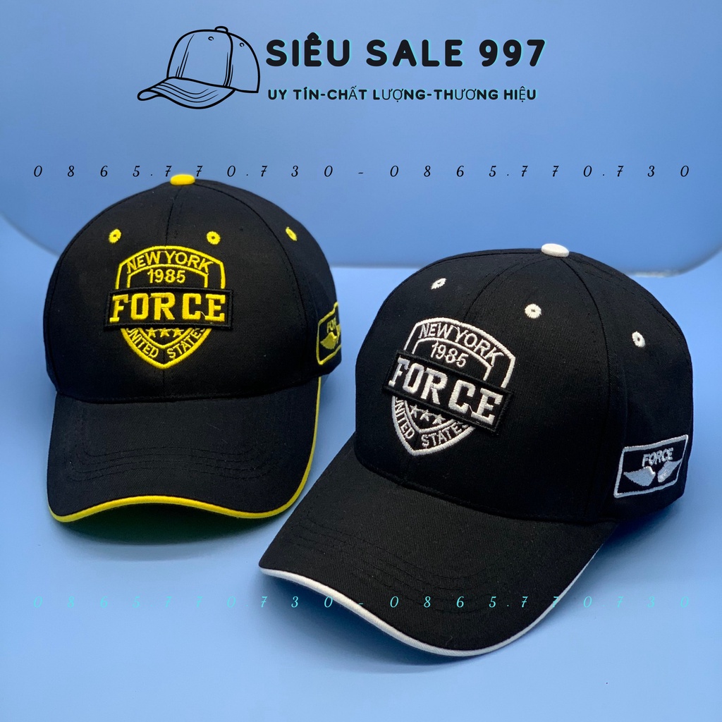 MŨ LƯỠI TRAI THÊU CHỮ NỔI FORCE 2 MÀU VẢI DÀY CAO CẤP THỜI TRANG NAM NỮ