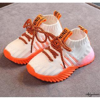 ➤♕❀❤Mới Nhất Trẻ Em LED Nhấp Nháy Giày Thể Thao Lưới Ánh Sáng Huỳnh Quang Trẻ Em Giày Thể Thao