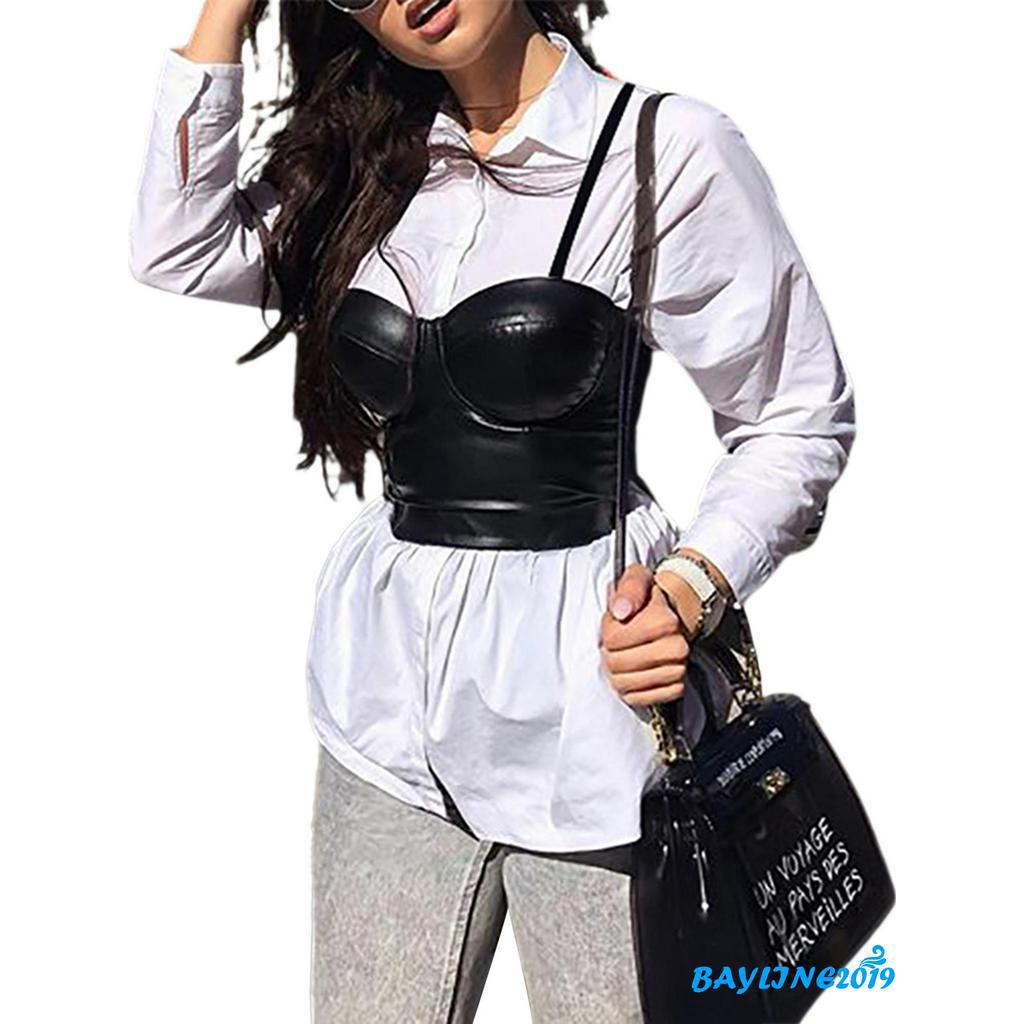 Áo Ba Lỗ Da Pu Màu Trơn Gợi Cảm Cho Nữ