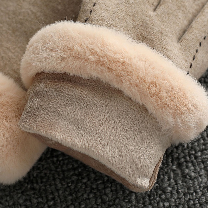 Găng Tay Len Giả Lông Xù Giữ Ấm Cảm Ứng Thời Trang Nữ