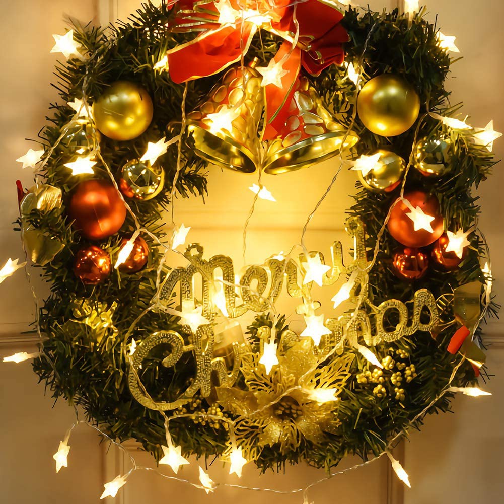 Đèn Led Xài Pin Chống Nước Dài 6M 40 Bóng Đèn Ngôi SaoTrang Trí Decor Tiệc Noel Lễ Tết Phòng Ngủ Giá rẻ