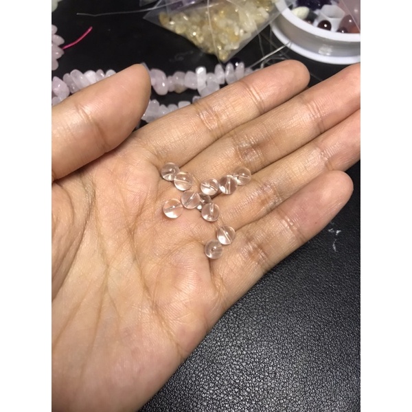 Hạt tròn đá clear quartz làm HandMade, DIY