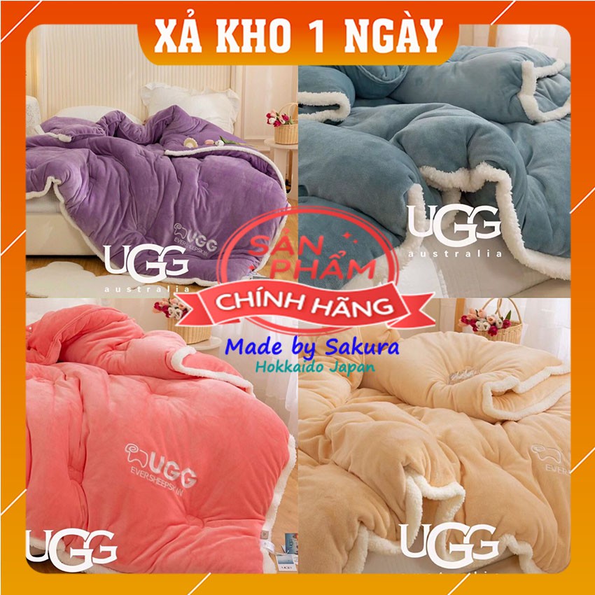 [NỘI ĐỊA NHẠT] Chăn Cừu UGG Nhập Khẩu - Chăn Cừu 3 Lớp Dày 4,3 KG Siêu Ấm Đại Hàn Cực Đẹp