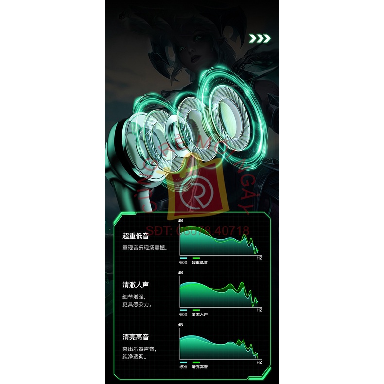 Tai nghe gaming bluetooth 5.0 không dây G11 âm trầm kèm chế độ kép nhạc game