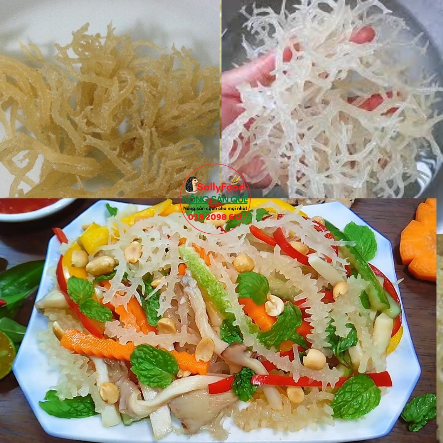 Rong Sụn Gai Muối Khô Hữu Cơ SallyFood Gói 500g/1kg Rong Biển Chân Vịt Sạch Ninh Thuận Nấu Chè Làm Gỏi Nông Sản Quê Sạch