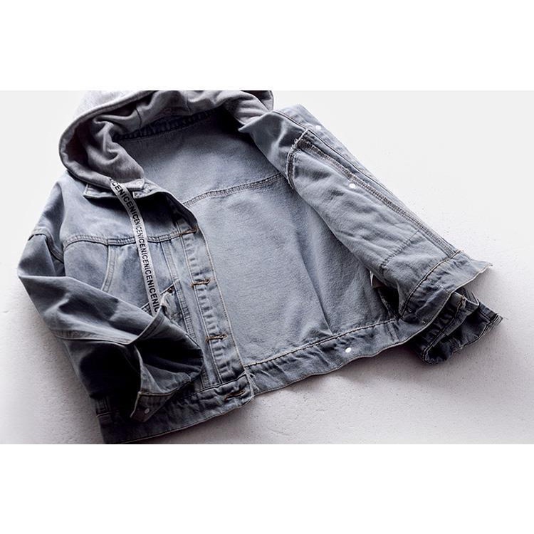 Áo Khoác Denim Tay Dài Có Nón Thời Trang Nữ Tính