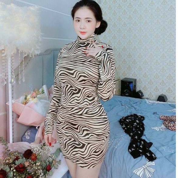 Đầm cổ lọ tay dài kiểu siêu hot hàng cao cấp