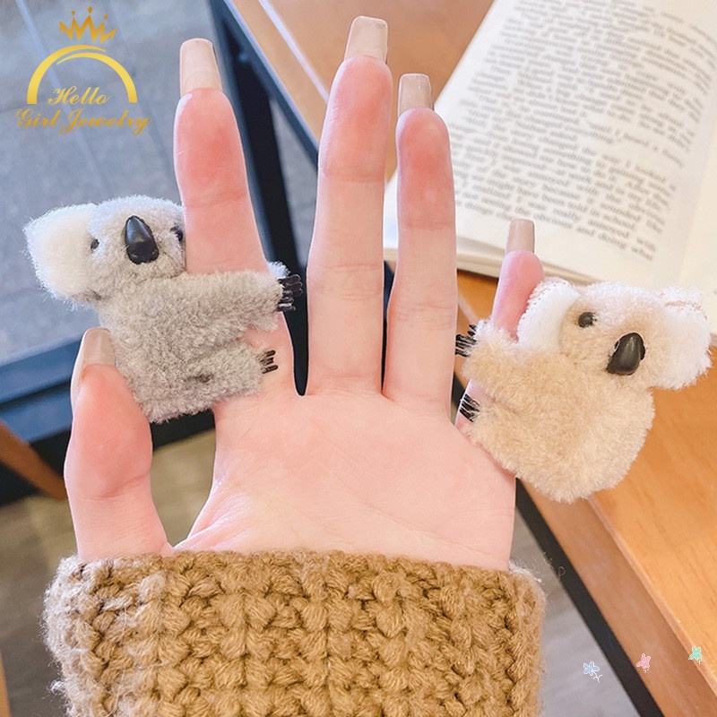Kẹp Tóc Hình Gấu Koala Bằng Lông Nhung Dễ Thương Xinh Xắn Dành Cho Nữ