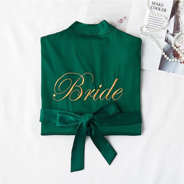 [có sẵn] áo choàng ngủ - có thêu chữ BRIDE dành cho cô dâu (hàng cao cấp, thêu sắc nét) | BigBuy360 - bigbuy360.vn