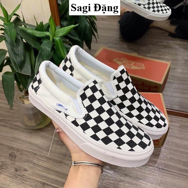 Giày vans caro, giày thể thao lười slip on nam nữ full box